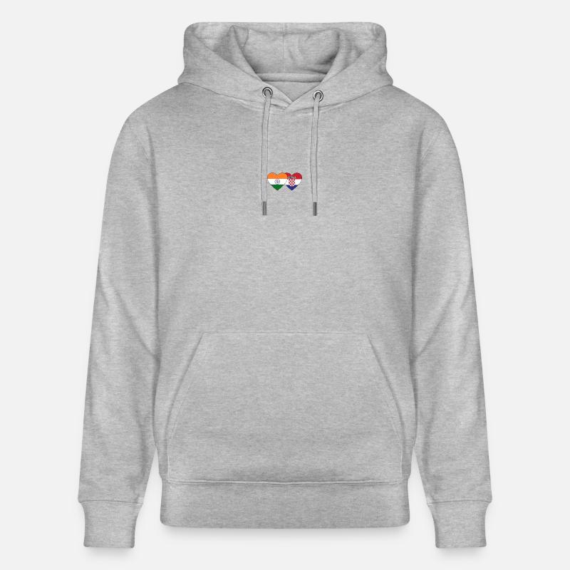 Inde Croatie Flag Heart - Sweat à capuche bio CRUISER Stanley/Stella Unisexe - gris chiné