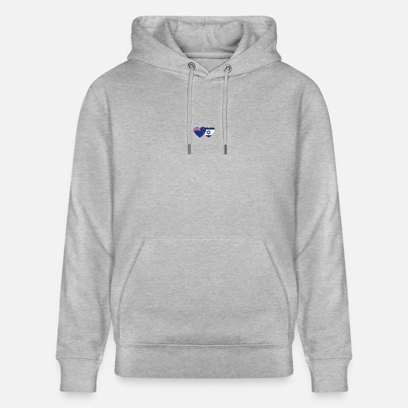 Nouvelle-Zélande Israël Drapeau Coeur - Sweat à capuche bio CRUISER Stanley/Stella Unisexe - gris chiné