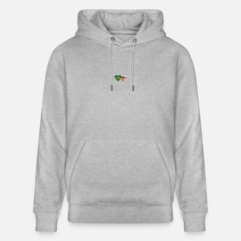 Brésil Géorgie Drapeau Coeur - Sweat à capuche bio CRUISER Stanley/Stella Unisexe - gris chiné