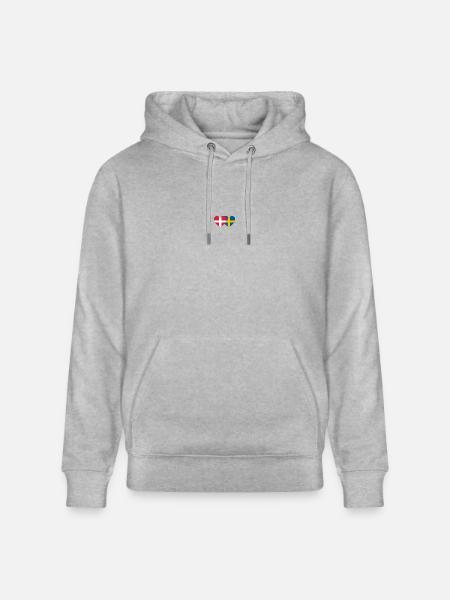 Denmark Sweden Flag Heart - Stanley/Stella CRUISER Unisex Organic Hoodie - heather grey