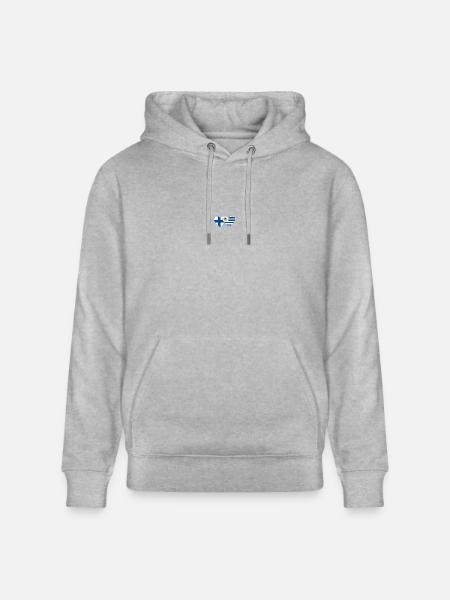 Finland Uruguay Heart Flag - Stanley/Stella CRUISER Unisex Organic Hoodie - heather grey