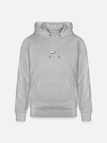 Poland Dominican Republic Flag Heart - Stanley/Stella CRUISER Unisex Organic Hoodie - heather grey