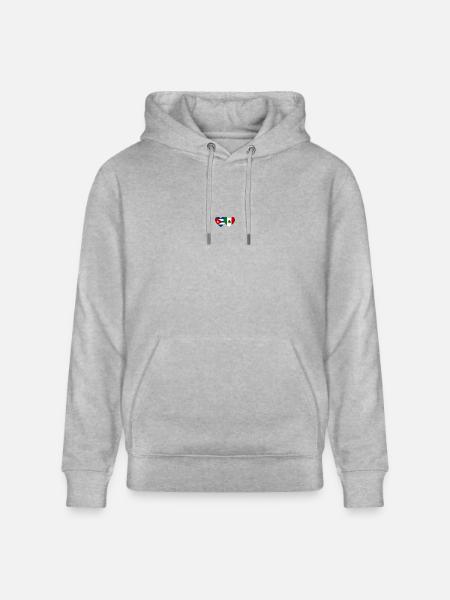 Cuba Mexico Flag Heart - Stanley/Stella CRUISER Unisex Organic Hoodie - heather grey