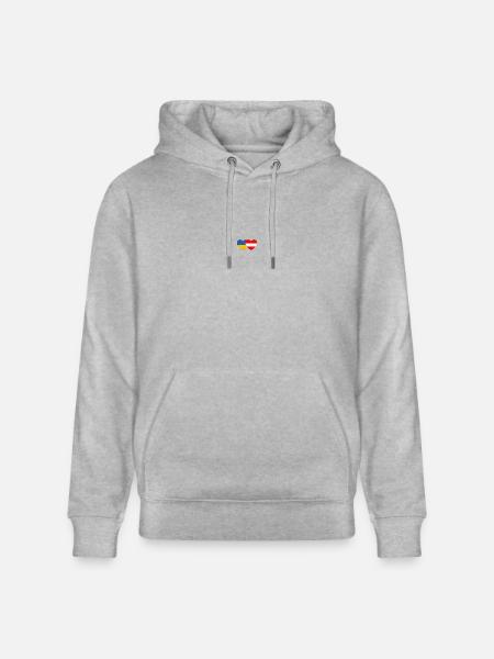 Ukraine Austria Flag Heart - Stanley/Stella CRUISER Unisex Organic Hoodie - heather grey