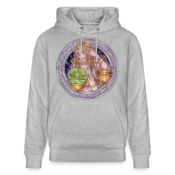 Zodiac Sign Sternzeichen Waage Libra Geschenk - Stanley/Stella Unisex Bio-Hoodie CRUISER  - Grau meliert - Vorne - Alina (178cm) & Michal (187cm)