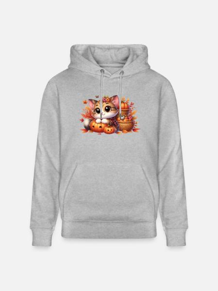Herbst Katze 2 - Stanley/Stella Unisex Bio-Hoodie CRUISER - Grau meliert