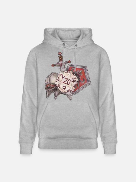RPG Tabletop D20 Dice Gift Fighter - Stanley/Stella CRUISER Unisex Organic Hoodie - heather grey