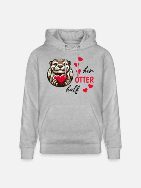 Otter Half Love Gift - Stanley/Stella CRUISER Unisex Organic Hoodie - heather grey