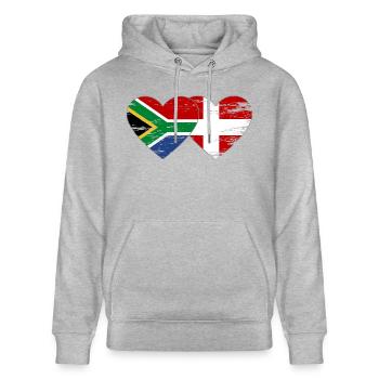 Afrique du Sud Drapeau Danemark forme de coeur utilisé - Sweat à capuche bio CRUISER Stanley/Stella Unisexe - gris chiné - Devant - Alina (178cm) & Michal (187cm)