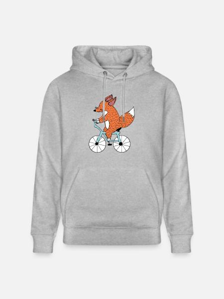 Lustiger Fahrrad Fuchs, Rad fahren E Bike Geschenk - Stanley/Stella Unisex Bio-Hoodie CRUISER  - Grau meliert