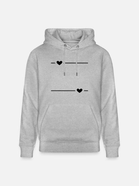 Line Heart Black - Stanley/Stella CRUISER Unisex Organic Hoodie - heather grey