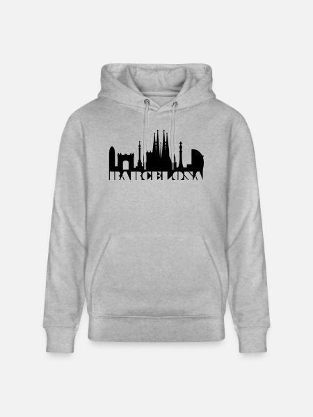 Skyline Barcelona Spain - Stanley/Stella CRUISER Unisex Organic Hoodie - heather grey