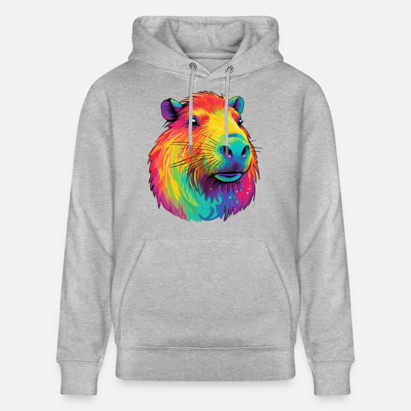 Capybara Low Rainbow Design - Sweat à capuche bio CRUISER Stanley/Stella Unisexe - gris chiné
