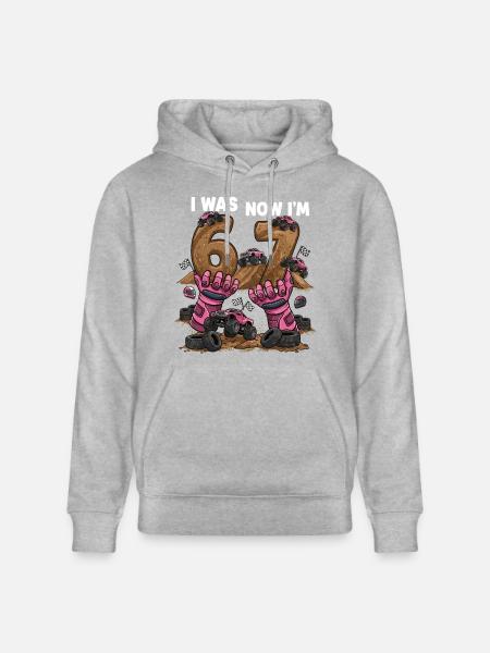 6 Jetzt 7 Monstertrucker Mädchen - Stanley/Stella Unisex Bio-Hoodie CRUISER  - Grau meliert