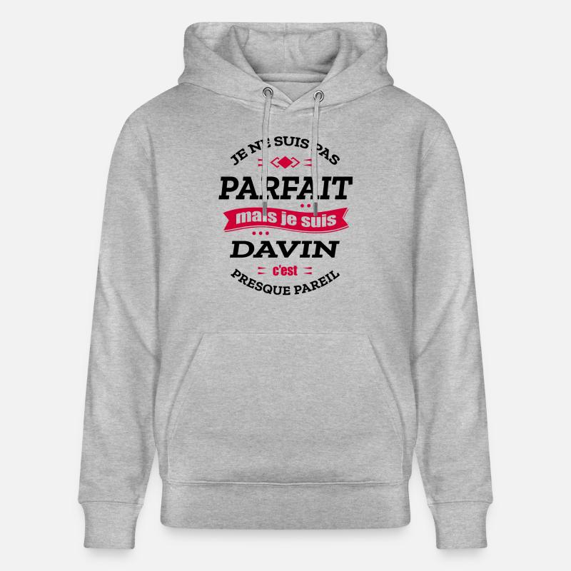 DAVIN PARFAIT - PRENOM DAVIN - Sweat à capuche bio CRUISER Stanley/Stella Unisexe - gris chiné