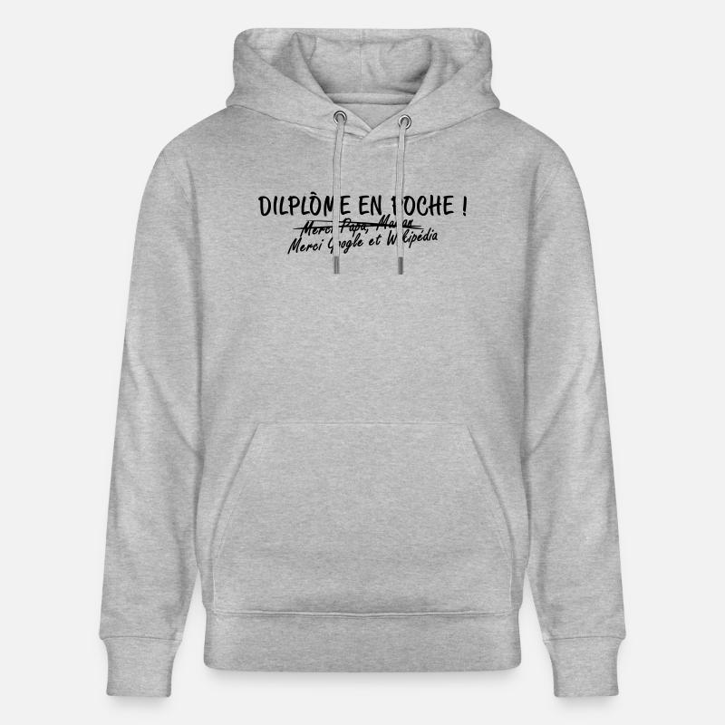 Diplôme en poche - Sweat à capuche bio CRUISER Stanley/Stella Unisexe - gris chiné