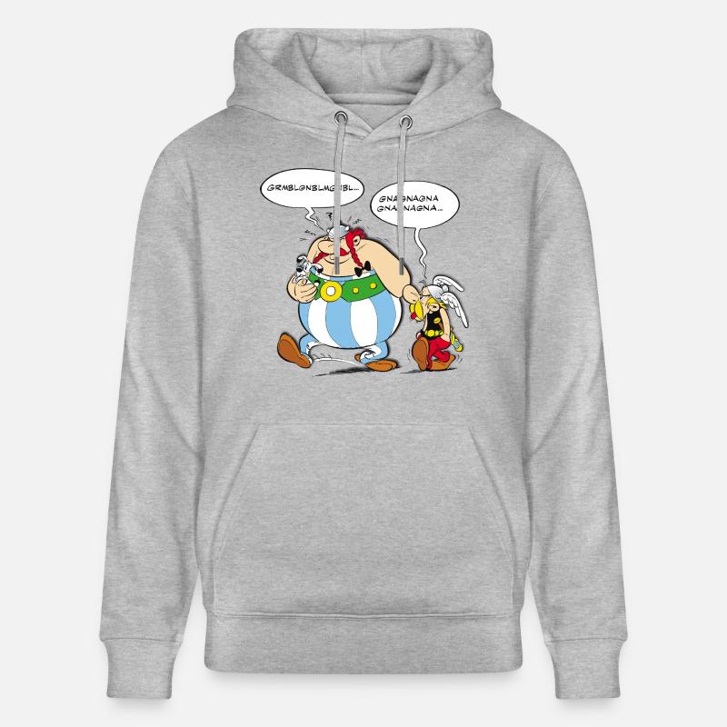 Asterix & Obelix speach bubbles - Felpa con cappuccio ecologica unisex CRUISER di Stanley/Stella - grigio melange