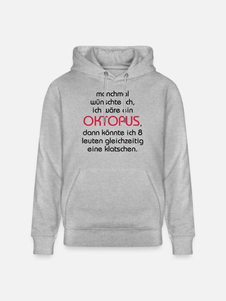 Oktopus - Stanley/Stella Unisex Bio-Hoodie CRUISER  - Grau meliert