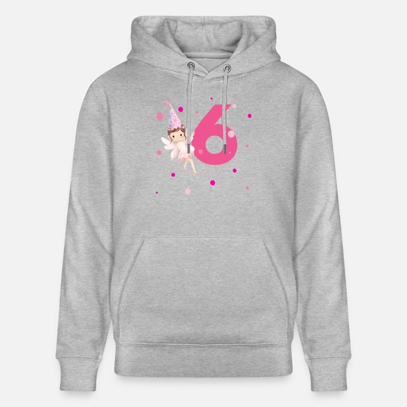 6e anniversaire fée rose - Sweat à capuche bio CRUISER Stanley/Stella Unisexe - gris chiné