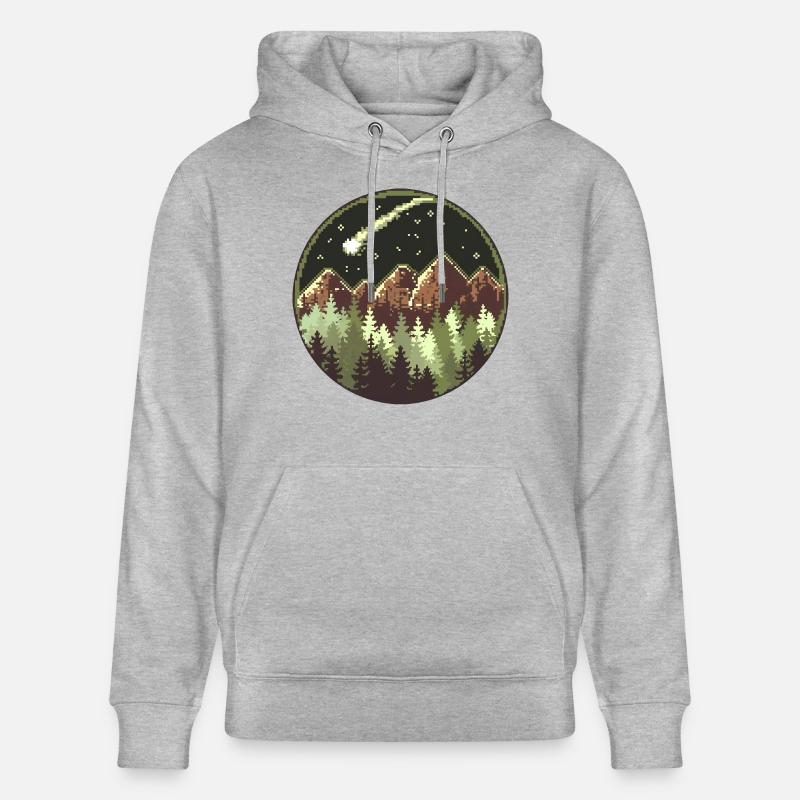 Forêt de pixels - Sweat à capuche bio CRUISER Stanley/Stella Unisexe - gris chiné