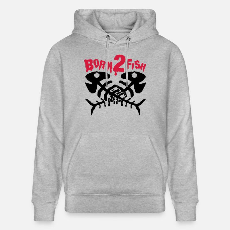 fish_born_to_fish_dx2 - Sweat à capuche bio CRUISER Stanley/Stella Unisexe - gris chiné