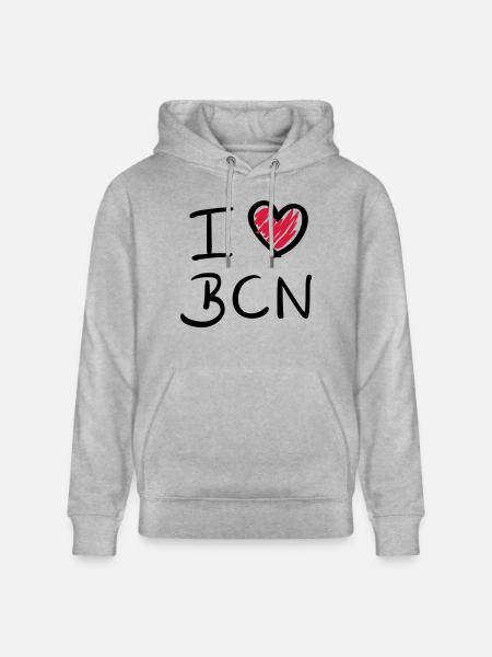 i_love_bcn_f2 - Stanley/Stella CRUISER Unisex Organic Hoodie - heather grey