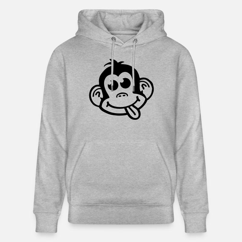 affe_crazy_smiley_a1 - Stanley/Stella Unisex Bio-Hoodie CRUISER  - Grau meliert