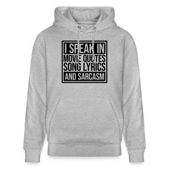 speak lyrics and sarcasm - Stanley/Stella CRUISER Unisex Organic Hoodie - heather grey - Front - Alina (178cm) & Michal (187cm)