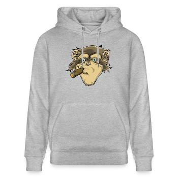 Schimpanse - Stanley/Stella Unisex Bio-Hoodie CRUISER  - Grau meliert - Vorne - Alina (178cm) & Michal (187cm)