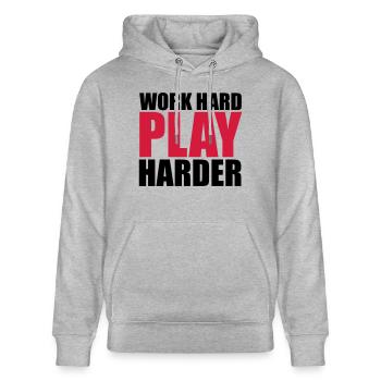 Work Hard - Stanley/Stella Unisex Bio-Hoodie CRUISER  - Grau meliert - Vorne - Alina (178cm) & Michal (187cm)