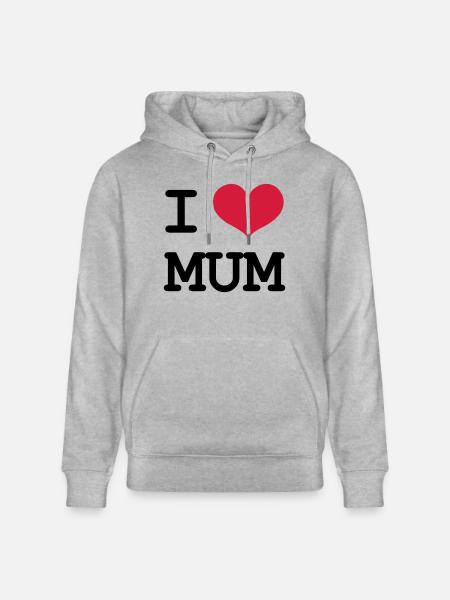 I Love Mum - Stanley/Stella CRUISER Unisex Organic Hoodie - heather grey