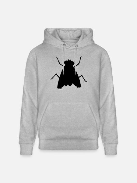 Silhouette Small House Fly Insect - Stanley/Stella CRUISER Unisex Organic Hoodie - heather grey
