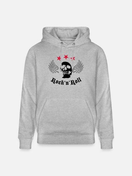 wingskull_092001_b_3c - Stanley/Stella CRUISER Unisex Organic Hoodie - heather grey