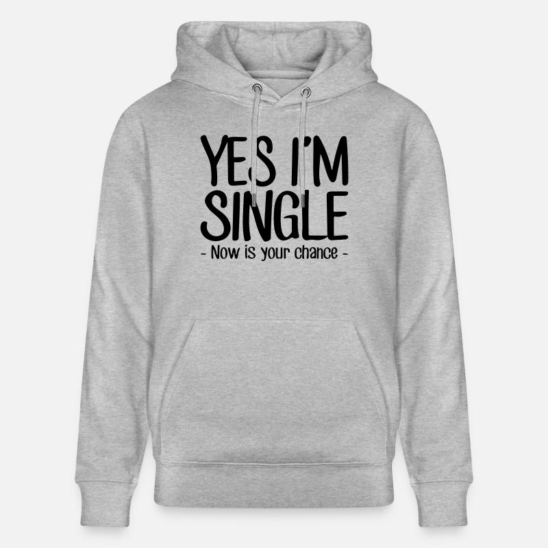 ja, ich bin Single - Stanley/Stella Unisex Bio-Hoodie CRUISER  - Grau meliert