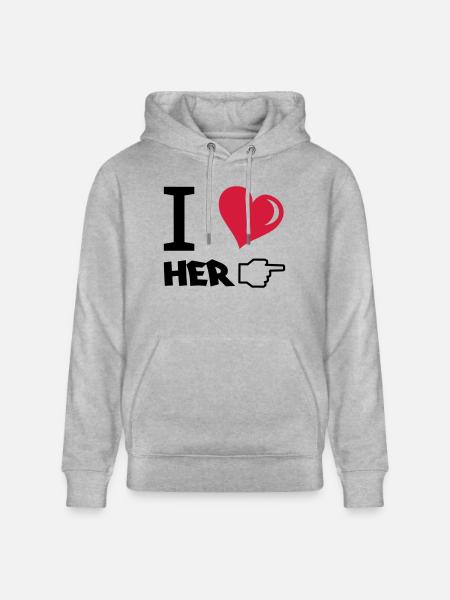 i_love_her - Stanley/Stella Unisex Bio-Hoodie CRUISER  - Grau meliert