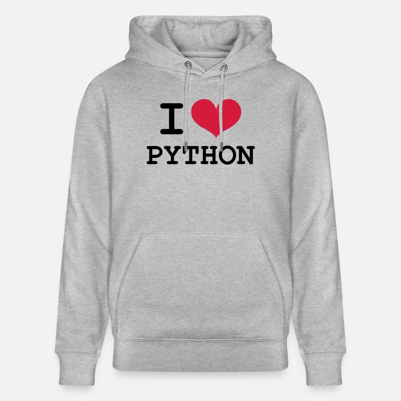 I Love Python - Sweat à capuche bio CRUISER Stanley/Stella Unisexe - gris chiné