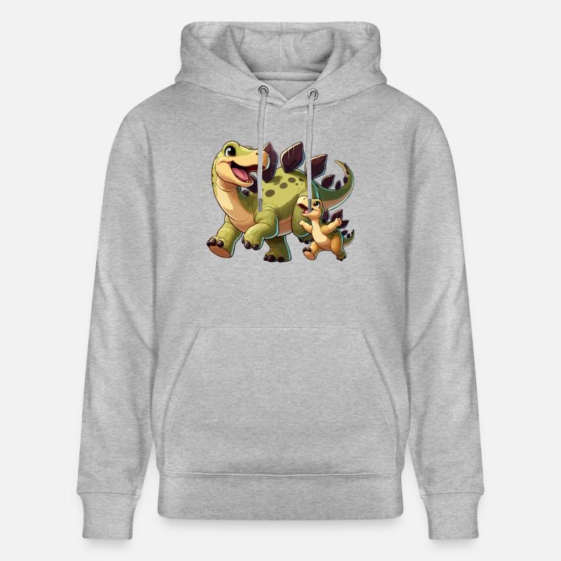 Stégosaure mère et enfant - Sweat à capuche bio CRUISER Stanley/Stella Unisexe - gris chiné