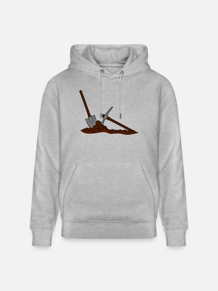 kilof kopać dziura kupa łopata kopać łopata kilof - Ekologiczna bluza z kapturem typu unisex Stanley/Stella CRUISER  - szary melanż