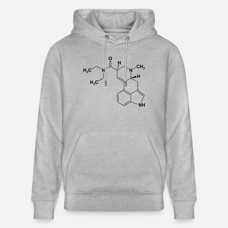 LSD Lysergsäurediethylamid Molekül - Stanley/Stella Unisex Bio-Hoodie CRUISER - Grau meliert