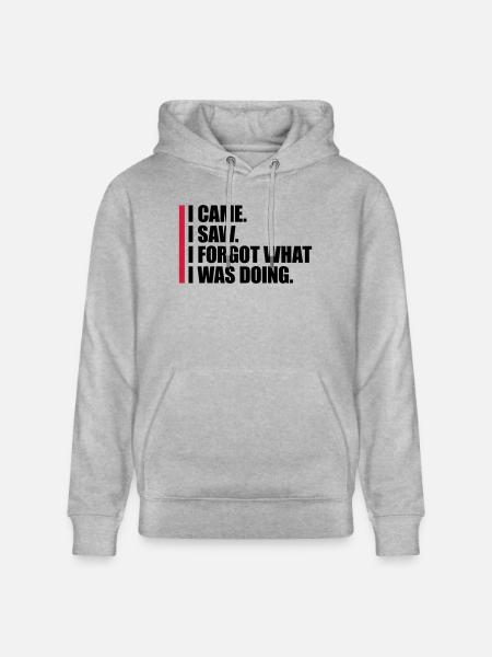 I came saw forget - Stanley/Stella CRUISER Unisex Organic Hoodie - heather grey