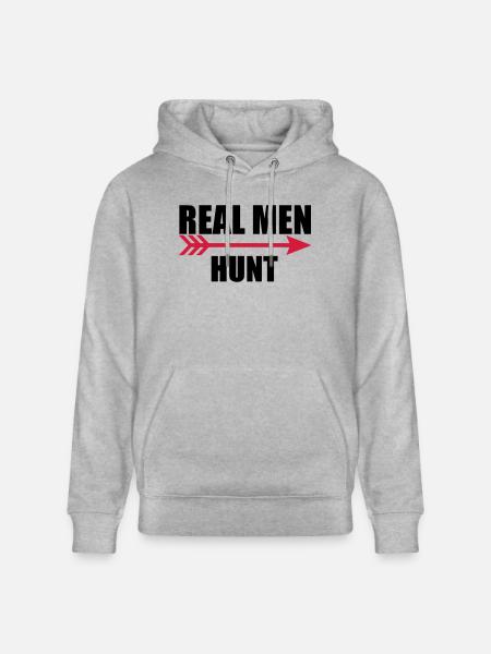 2 real men hunt - Stanley/Stella CRUISER Unisex Organic Hoodie - heather grey