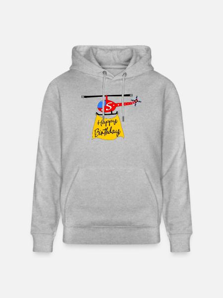 Helikopter Happy Birthday 5 - Stanley/Stella Uniseks bio-hoodie CRUISER  - grijs gemêleerd