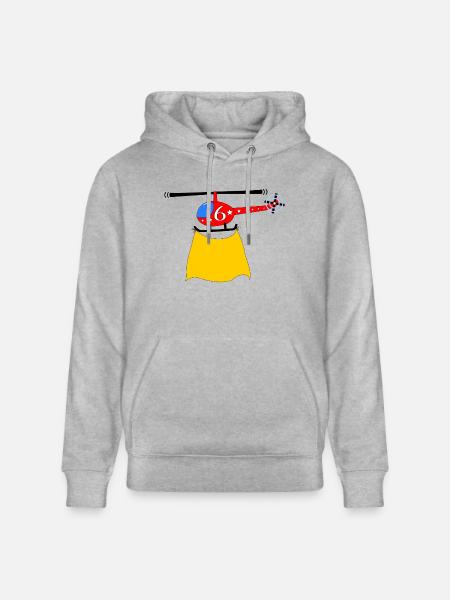 Helicopter Birthday 6 - Stanley/Stella CRUISER Unisex Organic Hoodie - heather grey