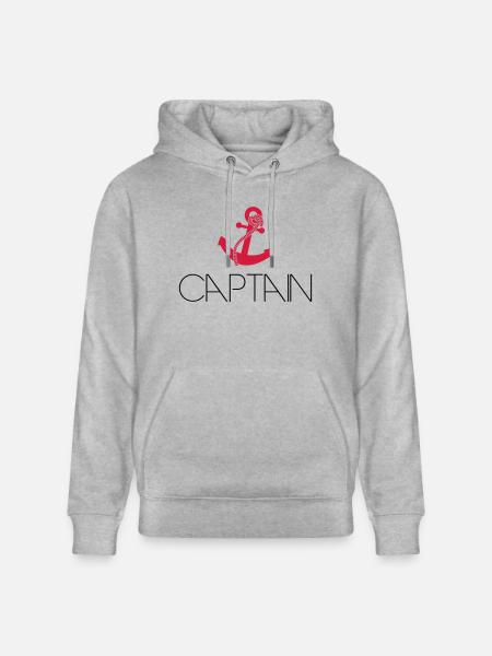 Captain Cool Anchor Logo - Stanley/Stella CRUISER Unisex Organic Hoodie - heather grey