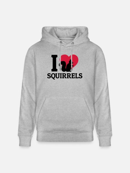 I love Squirrels - Stanley/Stella CRUISER Unisex Organic Hoodie - heather grey