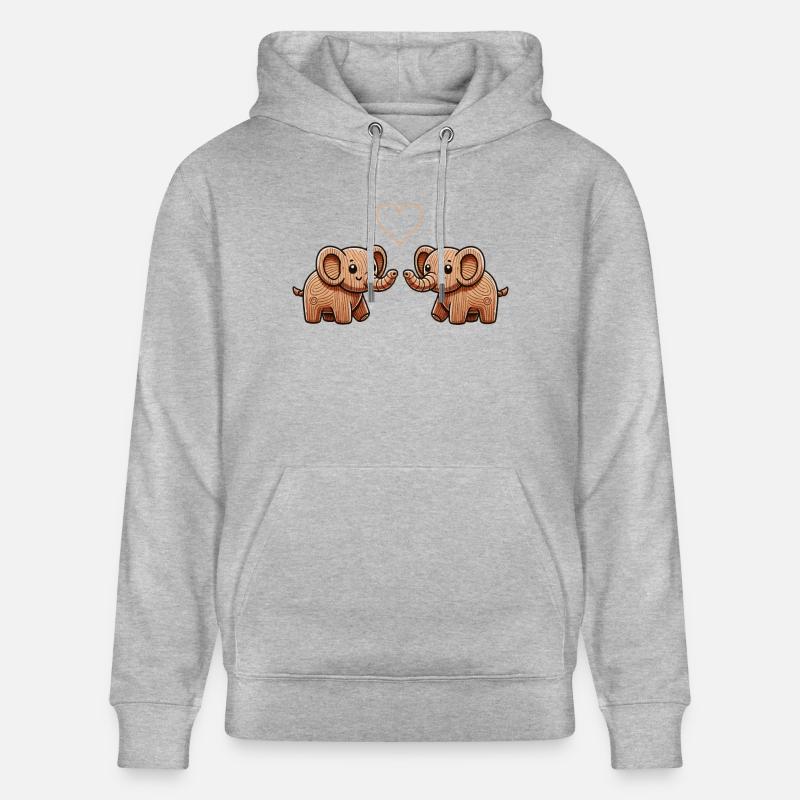 Couple d’éléphants en bois - Sweat à capuche bio CRUISER Stanley/Stella Unisexe - gris chiné