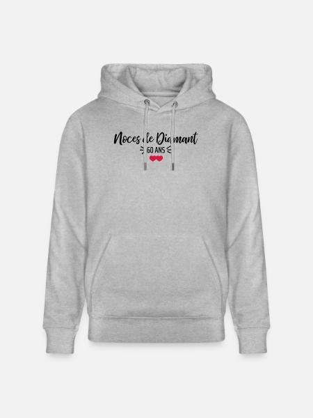 noces de Diamant - Sweat à capuche bio CRUISER Stanley/Stella Unisexe - gris chiné