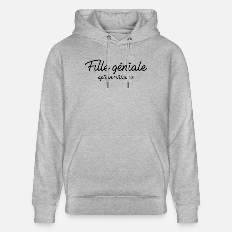 Fille géniale option râleuse - Sweat à capuche bio CRUISER Stanley/Stella Unisexe - gris chiné