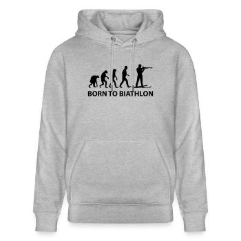 born to biathlon - Stanley/Stella Unisex Bio-Hoodie CRUISER  - Grau meliert - Vorne - Alina (178cm) & Michal (187cm)