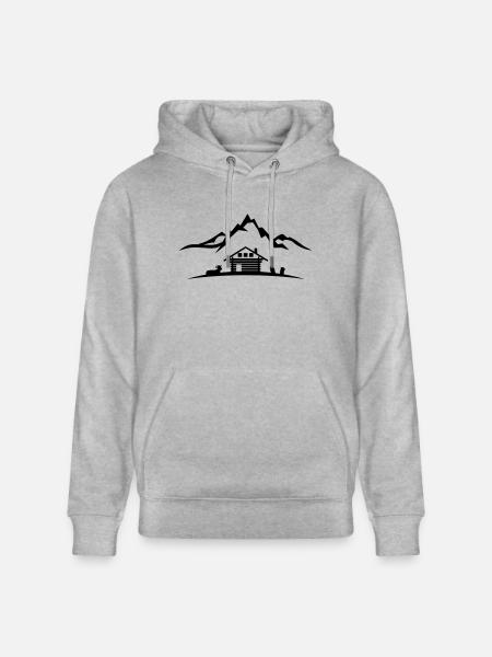 Landschaft - Berge Alm - Stanley/Stella Unisex Bio-Hoodie CRUISER  - Grau meliert